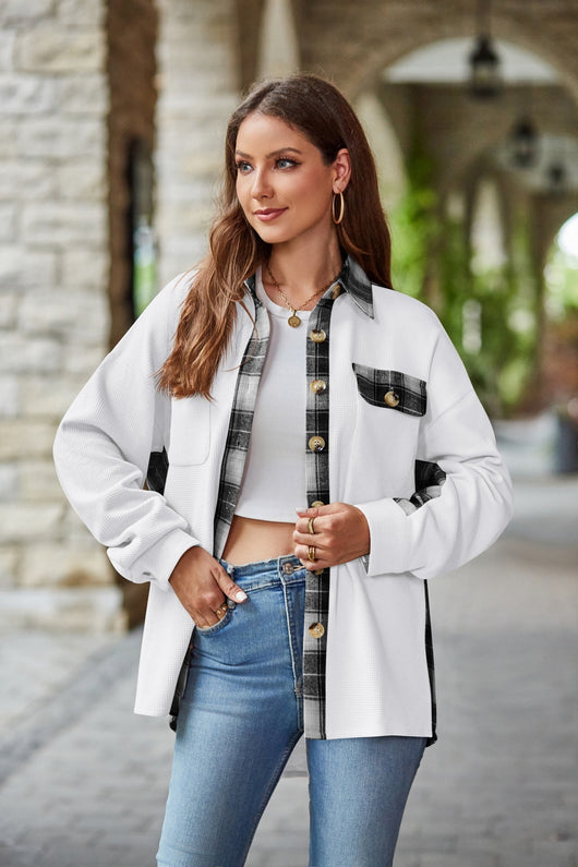 Chaqueta Suéter Cuadrillé Boyfriend Holgada de Punto Waffle - Image 14