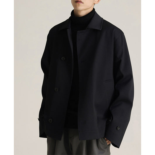 Abrigo Ejecutivo de Cuello Vuelto con Mezcla de Tela Twill para Hombre - Image 4