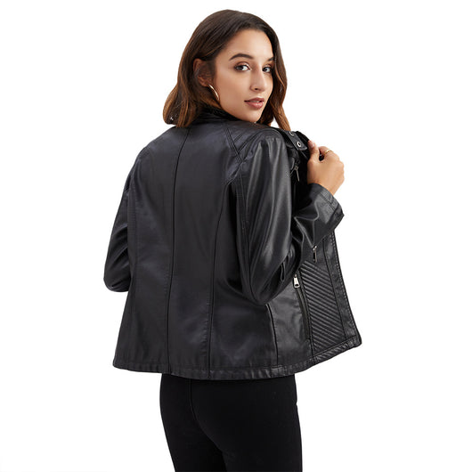 Chaqueta de Cuero para Mujer con Cuello Alzado - Estilo Casual - Image 21