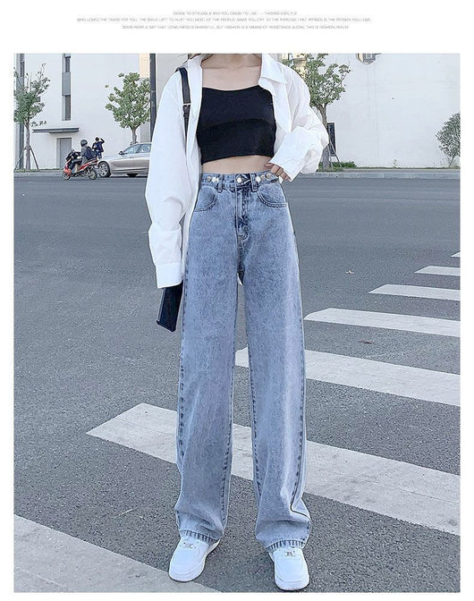 Jeans Rectos Azul Claro para Mujer - Corte Holgado y Moderno - Image 10