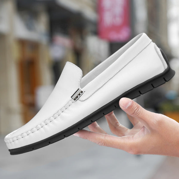 Zapatos de Cuero Blanco Piso Plano - Comodidad Premium en Cuero Genuino