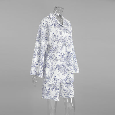 Conjunto de Dos Piezas: Camisa Estampada con Cordones y Manga Larga Holgada - Image 14