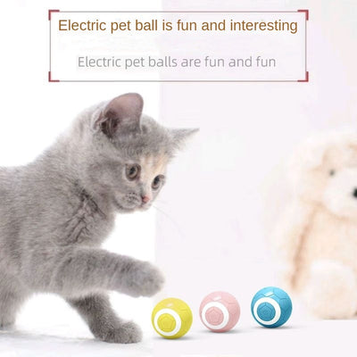 Yellow electric pet toy ball with a soccer ball pattern and a white ring around a central power button. - Image 17