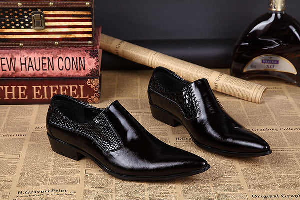 Zapatos Oxford Puntiagudos de Cuero Brillante - Estilo Británico Moderno para Hombre
