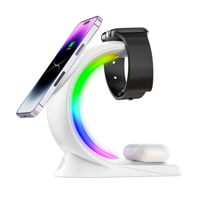 Cargador Inalámbrico Magnético 4 en 1 con Luz Ambiente para iPhone, Apple Watch y AirPods Pro - Image 7