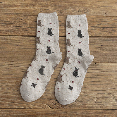 Calcetines Retro de Lana con Diseño de Gatitos Adorables - Image 8