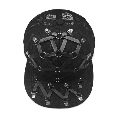Gorra Punk Hip Hop Cuero X Cuero Visera Plana Unisex - Image 12