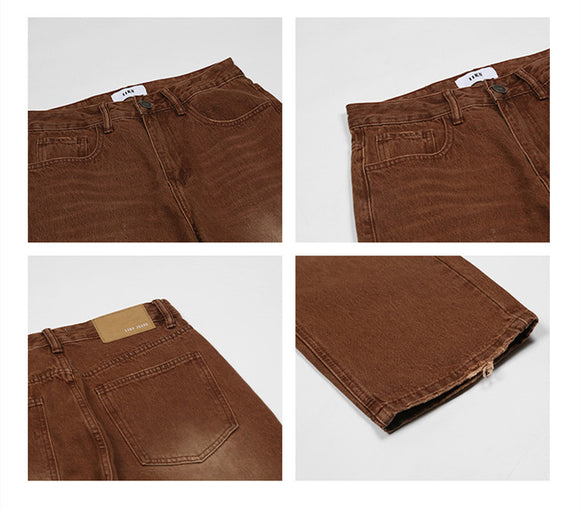 Jeans Retro Holgados Marrón para Otoño e Invierno