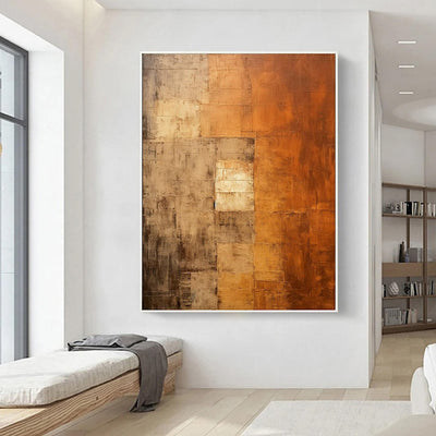 Cuadro Abstracto Wabi-Sabi Naranja Pintura al Óleo Minimalista Hecha a Mano - Image 2