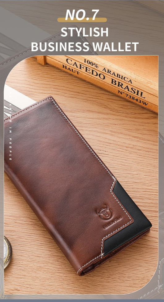 Billetera Bifold de Cuero Engrasado Premium para Hombre - Capacidad Grande - Image 16