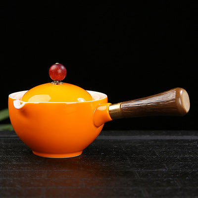 Tetera de Cerámica Negra con Asa de Madera - Colador Kung Fu para Té Oolong - Image 12