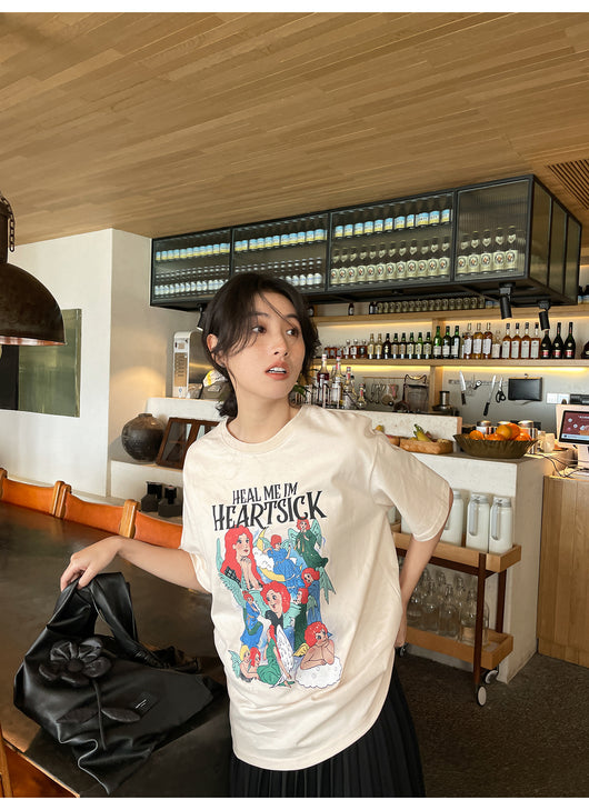 Playera Estampada Suelta y Ajustada para Mujer - Cuello Redondo Manga Corta - Image 43