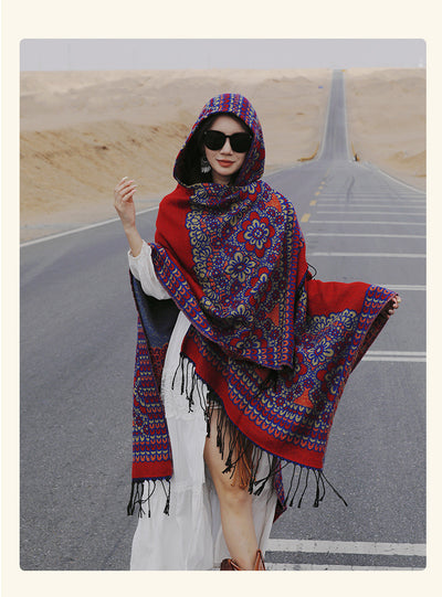Poncho Étnico Desértico de Cashmira Artificial para Otoño e Invierno - Image 22