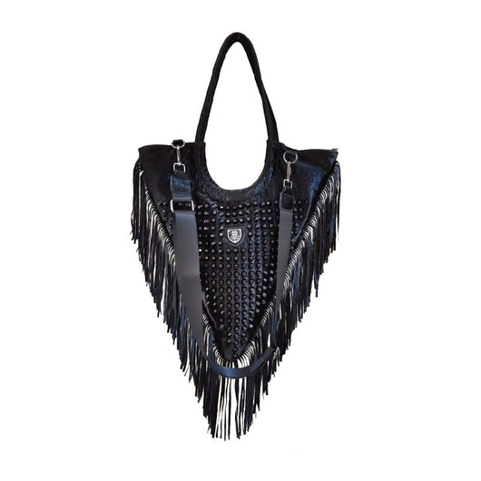 Bolsa Mensajera Triangular con Remaches y Flecos - Estilo Personalidad - Image 4