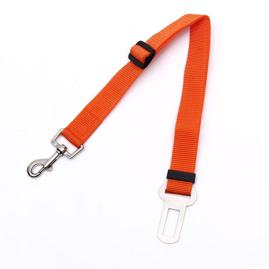 Pink adjustable dog car seat belt with a metal seatbelt buckle and a silver swivel snap hook. - Image 16
