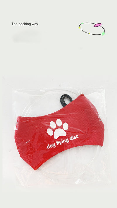 Red LED light-up dog flying disc with a white paw print logo and "dog flying disc" text. - Image 13