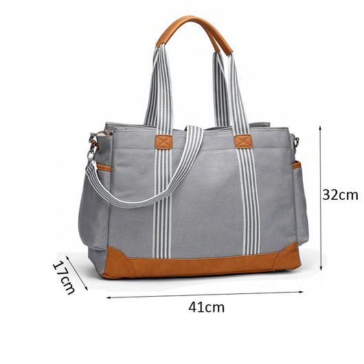 Bolsa Maternal Multifuncional de Lona con Capacidad Amplia y Correa de Hombro - Image 6