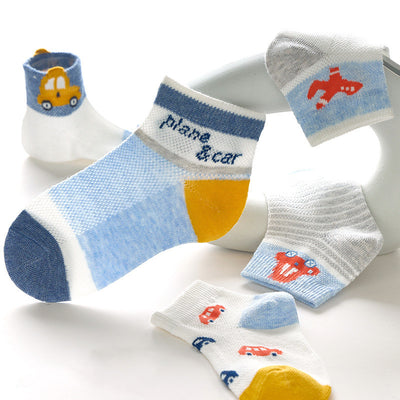 Calcetines Infantiles de Malla con Diseño de Autos de Algodón - Image 8