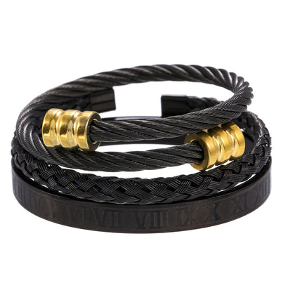 Pulsera de Acero Titanio Estilo Punk con Diseño Romano - Image 8