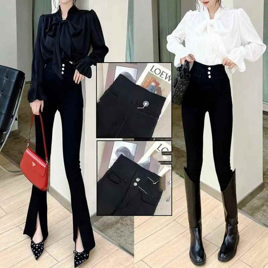 Pantalón Negro Moldeador de Cintura y Abdomen con Terciopelo - Image 10