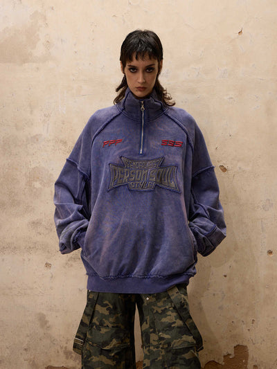 Sudadera con Cuello Alto, Teñido Anudado y Detalles Bordados - Image 3