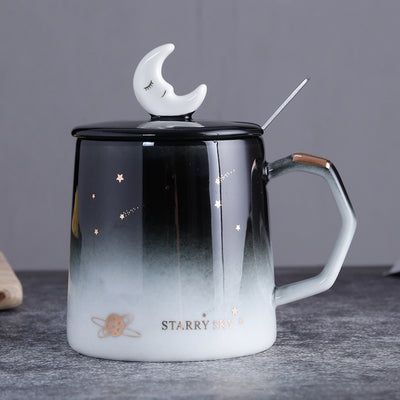 Taza de Cerámica Cielo Estrellado con Tapa y Cuchara - Image 11
