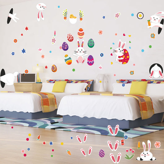 Adhesivos Decorativos de Pascua para Pared y Piso - Conejos y Huevos Coloridos - Image 4