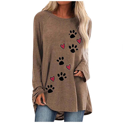 Playera Suelta con Cuello Redondo y Estampado de Patitas de Perro - Image 9