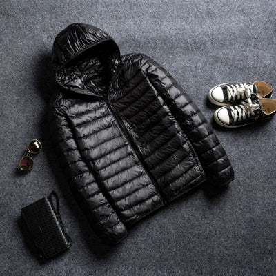 Chaqueta Acolchada Ultraligera con Capucha y Cuello Parado para Hombre - Image 12
