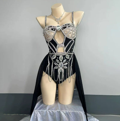 Bikini Azul Ahumado Brillante con Cadena - Estilo Vacacional - Image 15
