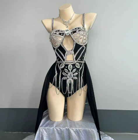 Bikini Azul Ahumado Brillante con Cadena - Estilo Vacacional - Image 15
