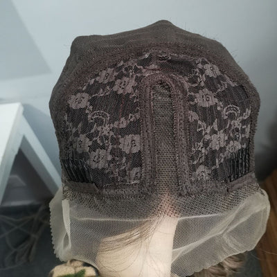 Peluca Frontal de Encaje Volumen Ondulado Fibra Sintética Beige - Image 3