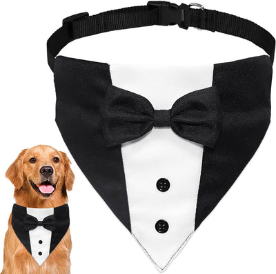 Traje de Esmoquin para Perros con Pajarita y Pañuelo - Disfraz Formal Ajustable