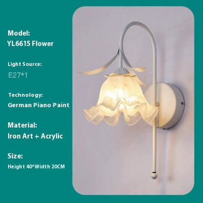 Lámpara de Pared Estilo Crema Flor de Orquídea para Mesita de Noche - Image 7