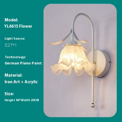 Lámpara de Pared Estilo Crema Flor de Orquídea para Mesita de Noche - Image 7