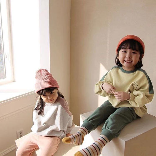 Conjunto de 2 Piezas de Sudaderas con Animales Bordados y Colores Contrastantes para Niños y Niñas - Image 13
