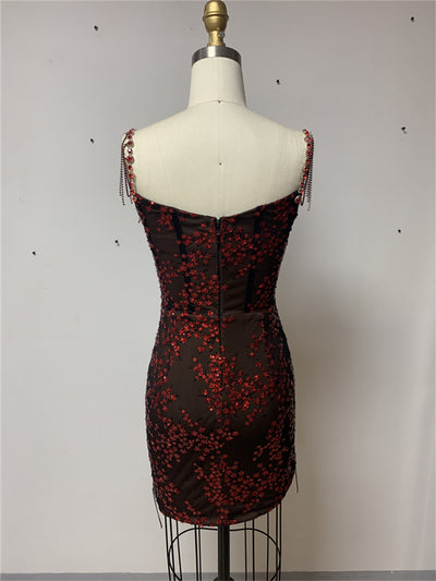 Vestido Mini Ajustado con Incrustaciones de Diamantes para Verano - Image 15