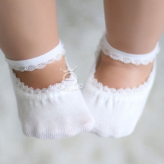 Calcetines Tipo Barco con Encaje para Niñas