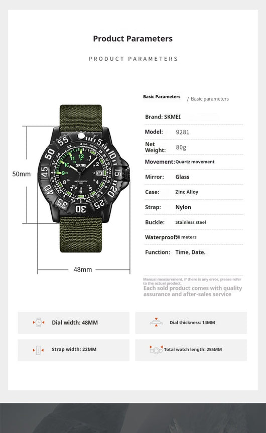 Reloj de Cuarzo Luminoso para Hombre con Calendario y Correa de Nylon - Image 8