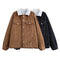 Chaqueta de Trabajo Acolchada Lana de Cordero Estilo Retro - Abrigo de Botones para Invierno