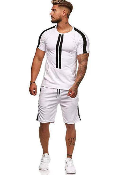 Conjunto Deportivo Hombre Rayas Casual - Shorts y Camiseta Europeo Americano - Image 8