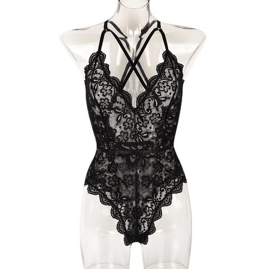Body de Encaje Transparente con Tirantes Cruzados para Mujer - Image 20