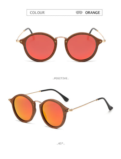 Gafas de Sol Redondas en Madera de Nogal - Estilo Casual Versátil - Image 13
