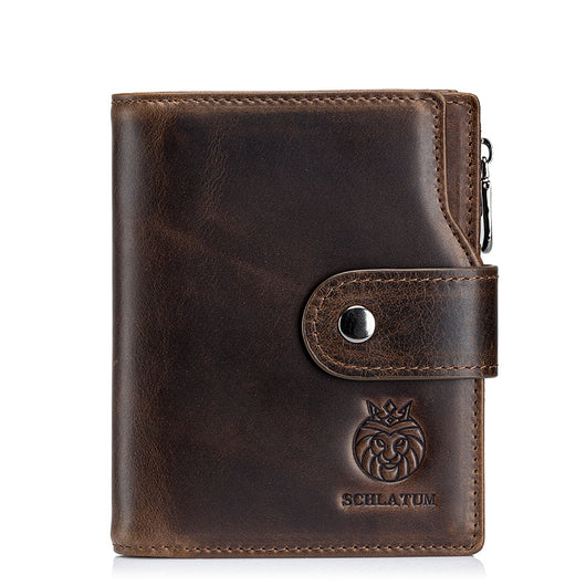 Billetera Vertical Corta de Cuero Genuino con Protección RFID - Estilo Retro Europeo - Image 2