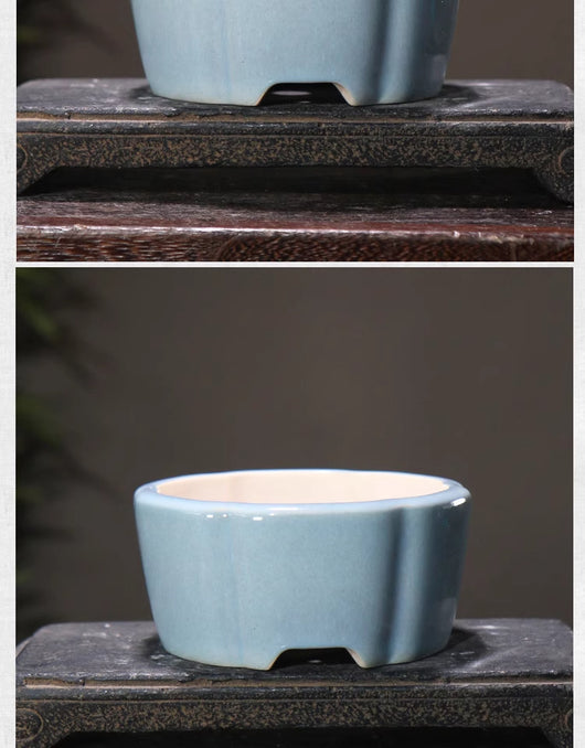 Maceta de Barro Púrpura Estilo Chino con Patrones Geométricos para Bonsái - Image 19
