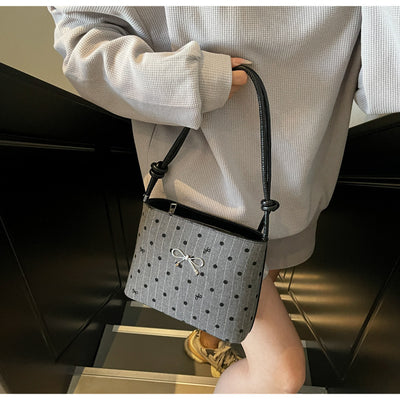 Bolsa Crossbody de Lona con Lunares y Moño Fashion - Image 28
