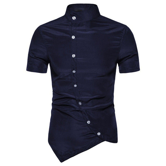 Camisa de Verano Casual con Cuello Mao y Botones Múltiples - Image 4