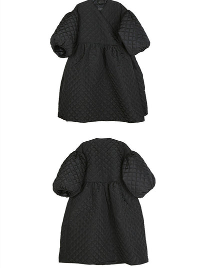 Abrigo de Algodón Oversize con Mangas Linterna y Cuadros en Relieve - Image 11