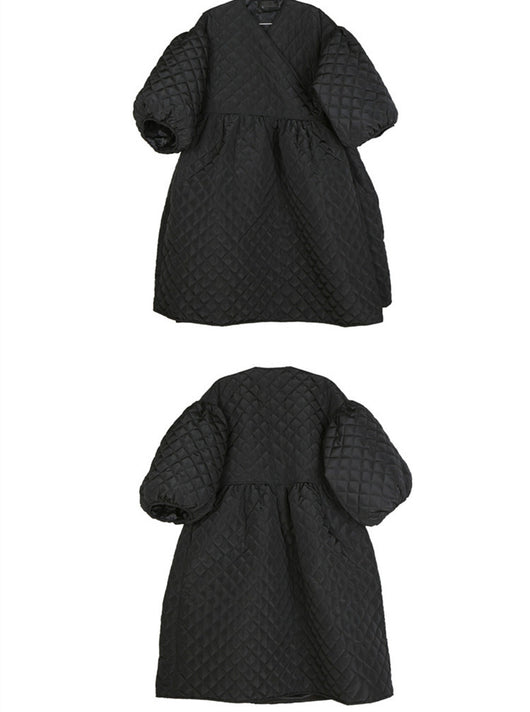 Abrigo de Algodón Oversize con Mangas Linterna y Cuadros en Relieve - Image 11