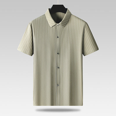 Camisa Casual de Talla Grande para Hombre con Cuello Cuadrado y Rayas en Tela Fresca - Image 13